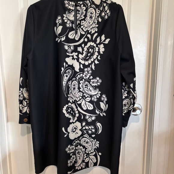 Zara Women’s NWT Black and Cream Elegant Long Sleeve Wedding Guest Dress XL - Picture 4 of 7